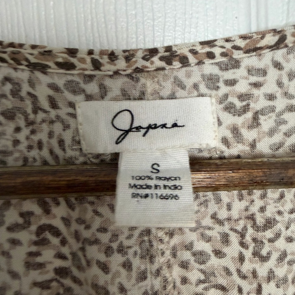 Boho,Smocked,Midi, Small, Cottage-core Leopard print, neutral, Dress - Picture 3 of 6